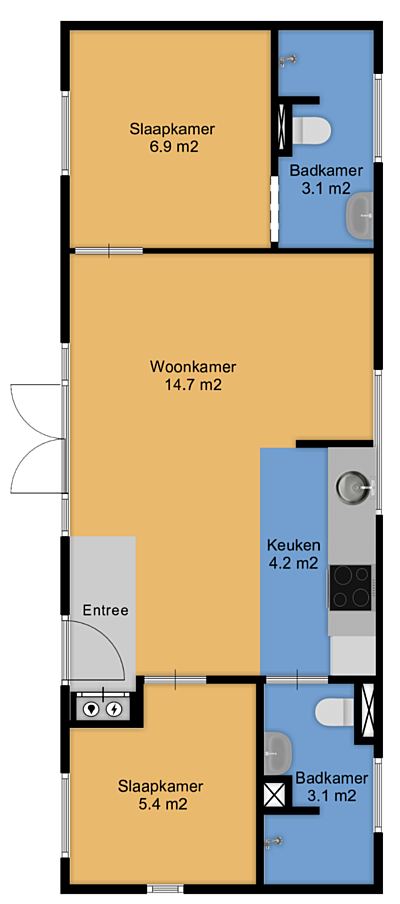 Duinbungalow de riesen plattegrond