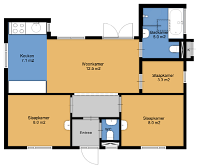 Plattegrond Finse bungalow 4 persoons kinderkamer