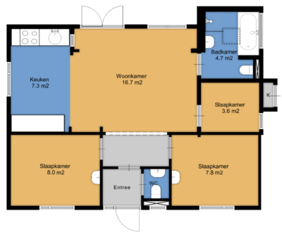 Plattegrond Finse bungalow houtkachel