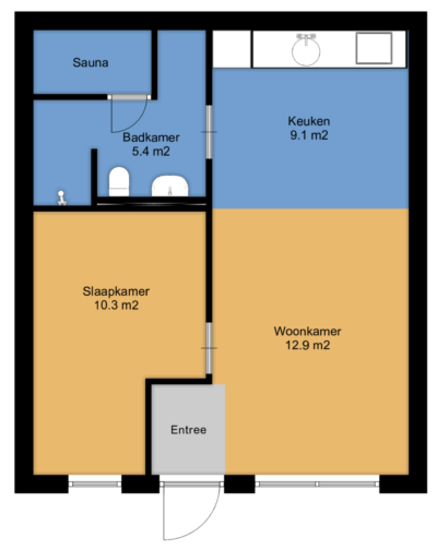 Plattegrond appartement sauna douche