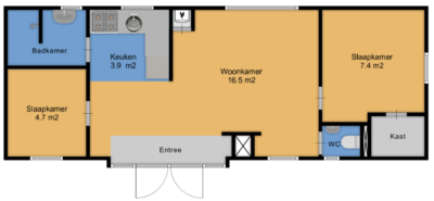 Plattegrond duinbungalow 1 badkamer tjermelan