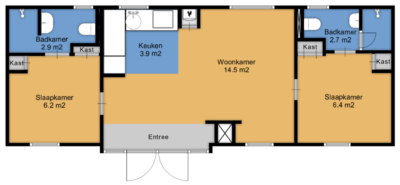 Plattegrond duinbungalow 2 badkamers tjermelan