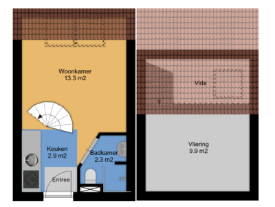 Plattegrond studio etage