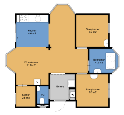 Plattegrond villabungalow houtkachel whirlpool